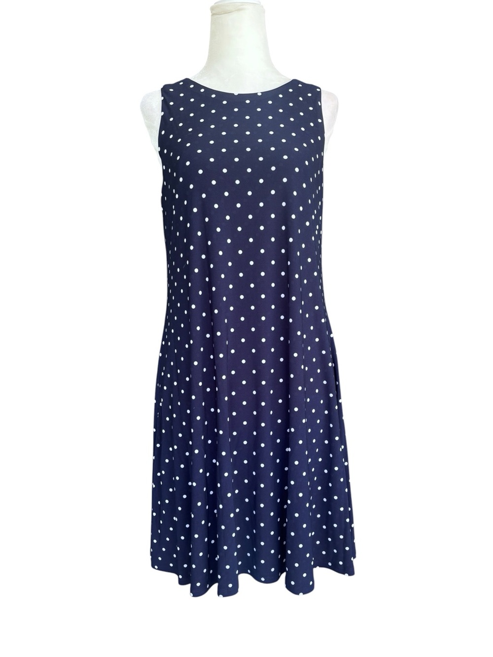 Anne Klein NWT Navy Polka Dot Sleeveless A-Line Dress 2